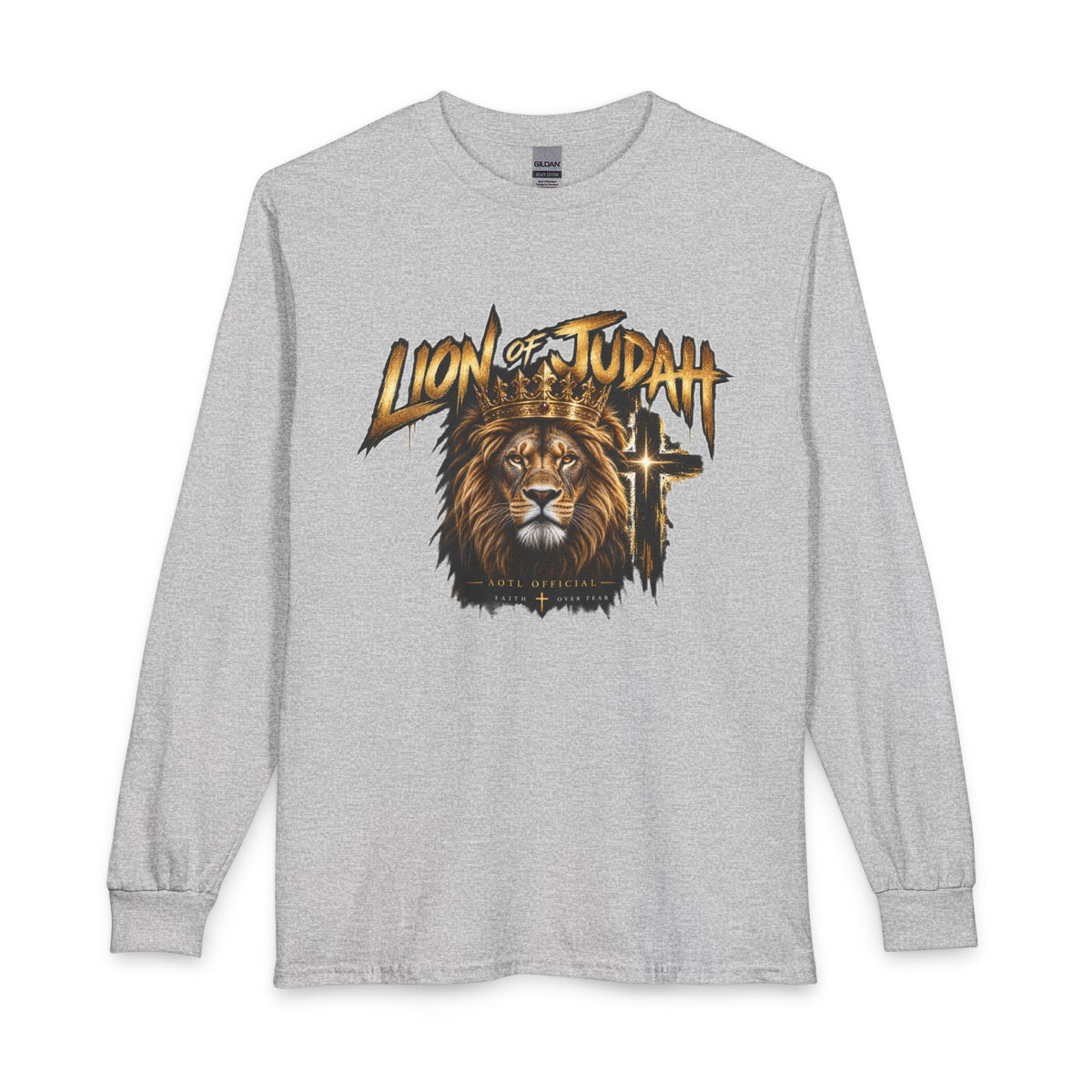 Lion of Judah — Faith Over Fear Christian Long Sleeve Shirt