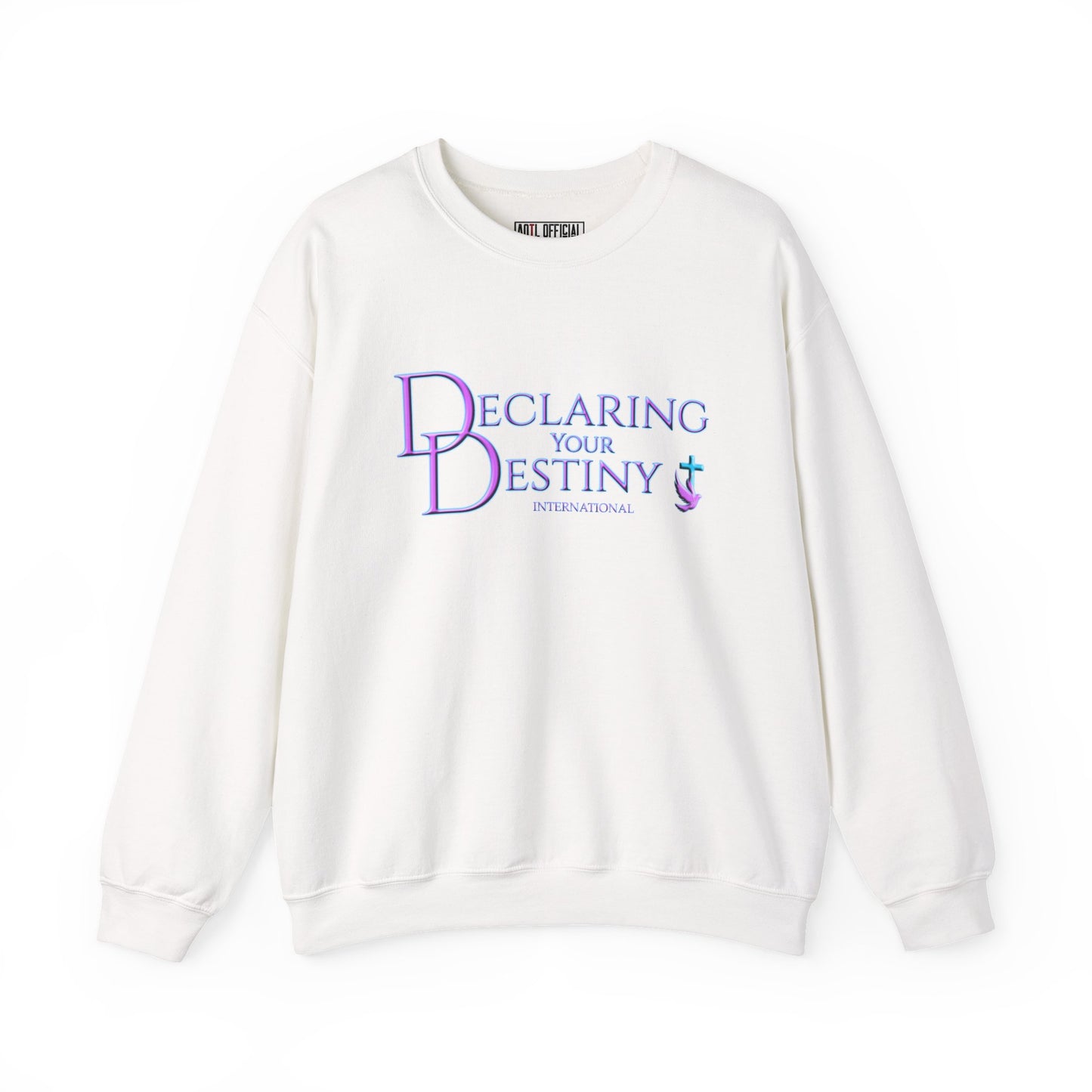 Declaring Your Destiny Purple & Teal logo/ 2 Corinthians 5:7 Unisex Heavy Blend™ Crewneck Sweatshirt