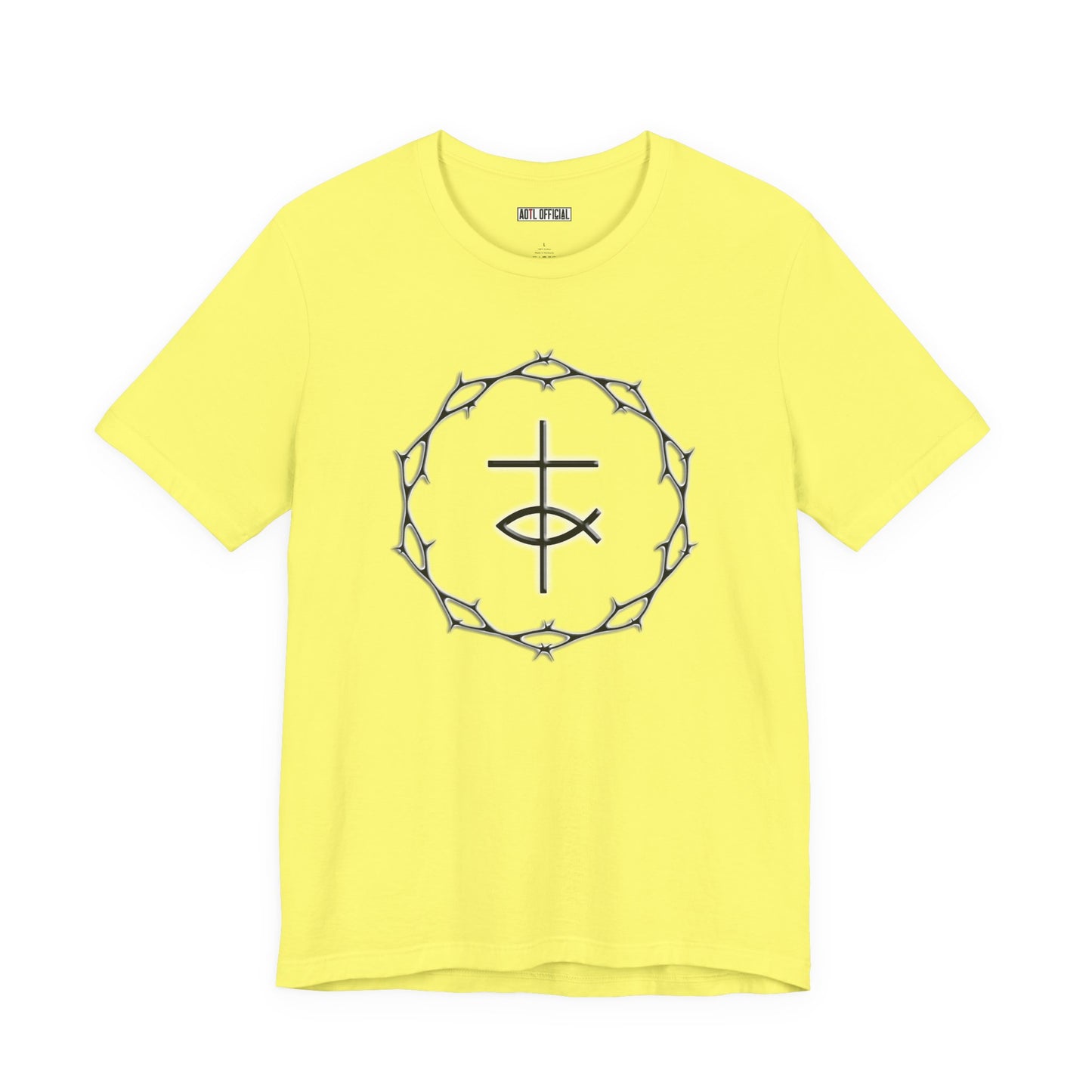 Circle of Thorns & Cross with Fish Unisex Jersey Short Sleeve Tee