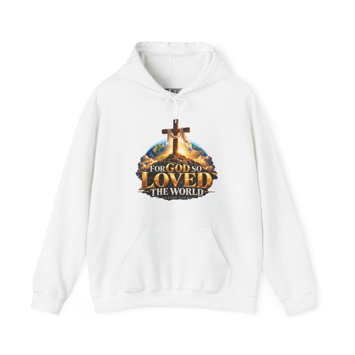 Shop the For God So Loved the World – John 3:16 Cross Design Christian Hoodie.
