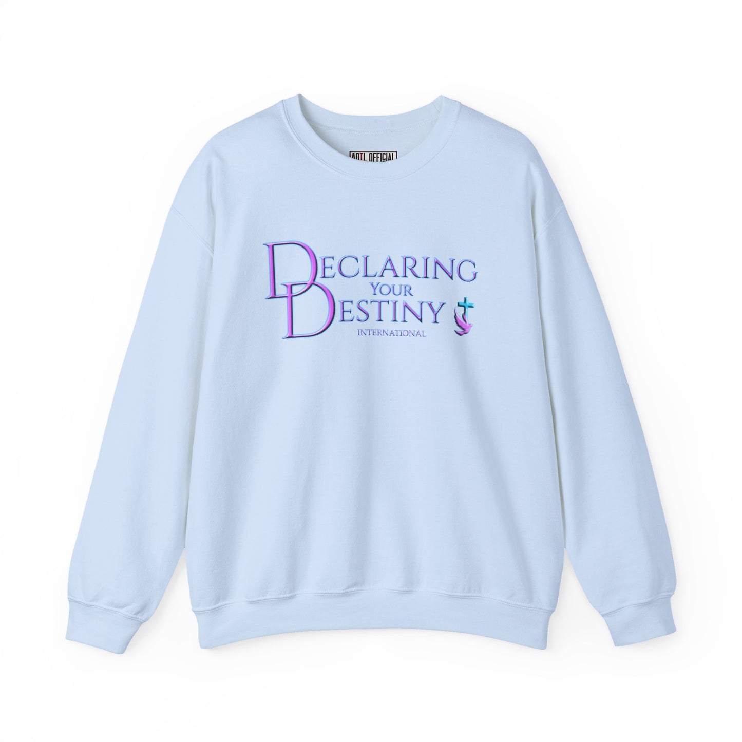 Declaring Your Destiny Purple -Teal logo/ Ephesians 3:20  Unisex Heavy Blend™ Crewneck Sweatshirt