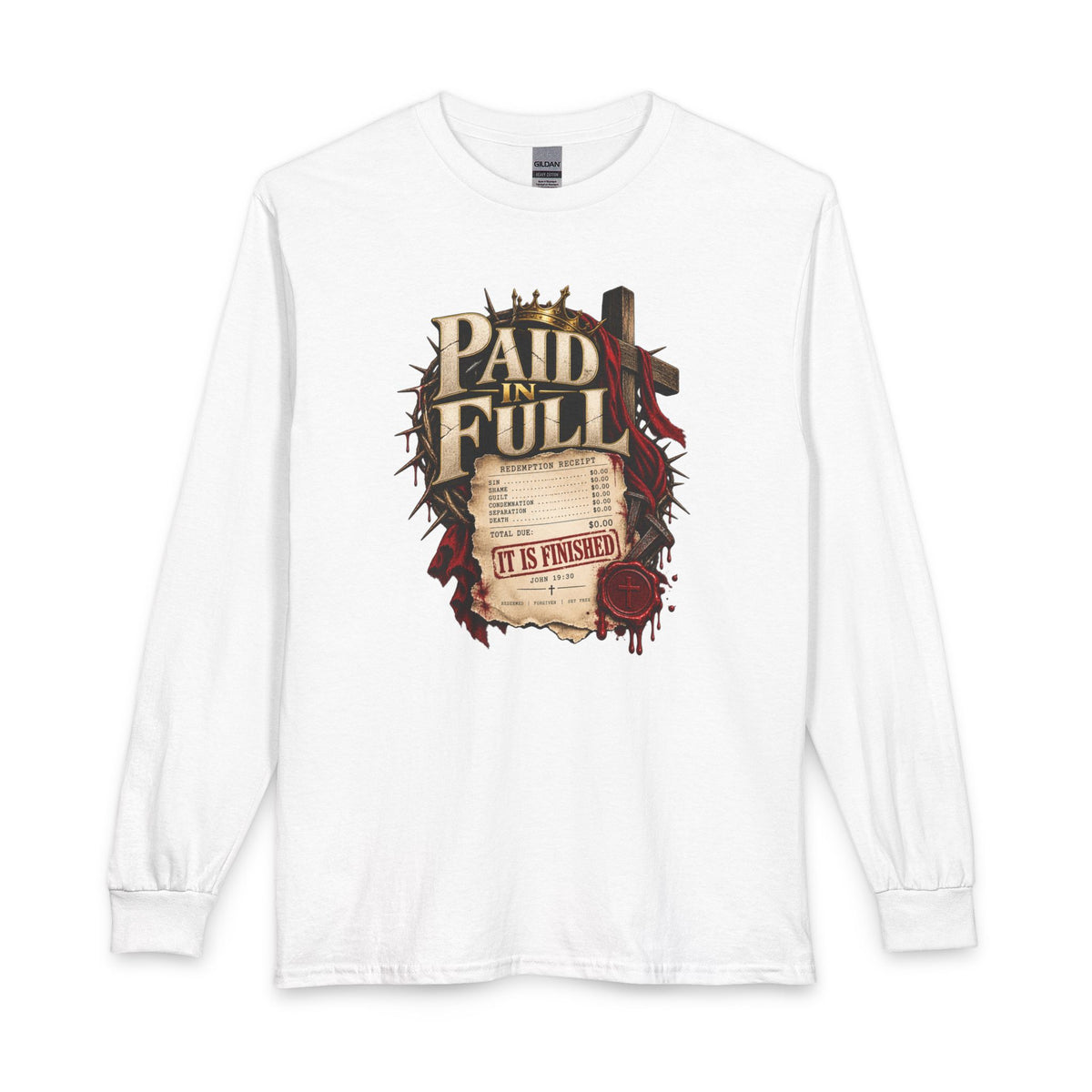 Shop the Paid in Full — John 19:30 Christian Long Sleeve Shirt. The debt has been paid. Inspired by Jesus’ final words, “It is finished".