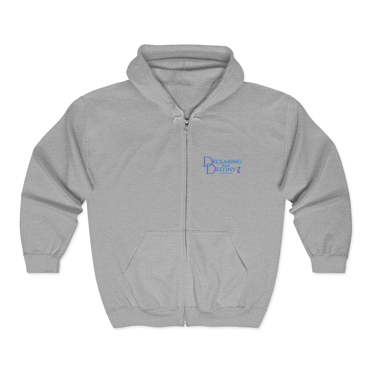 DYD  2 Sided Full-Zip Sweatshirt featuring the Purple/Teal Declaring Your Destiny logo