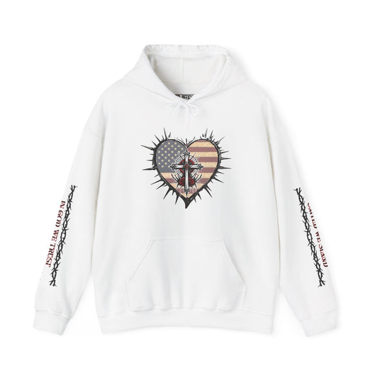 Sacrificial Freedom With Powerful Sleeve Message Unisex Heavy Blend™ Hooded Sweatshirt