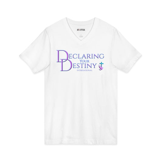 DYD logo in Lilac and Teal  V-Neck Tee