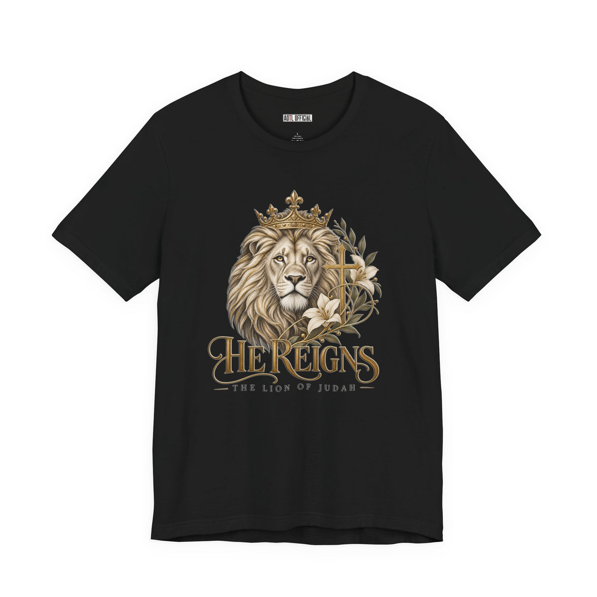 Lion of Judah — He Reigns Christian T-shirt