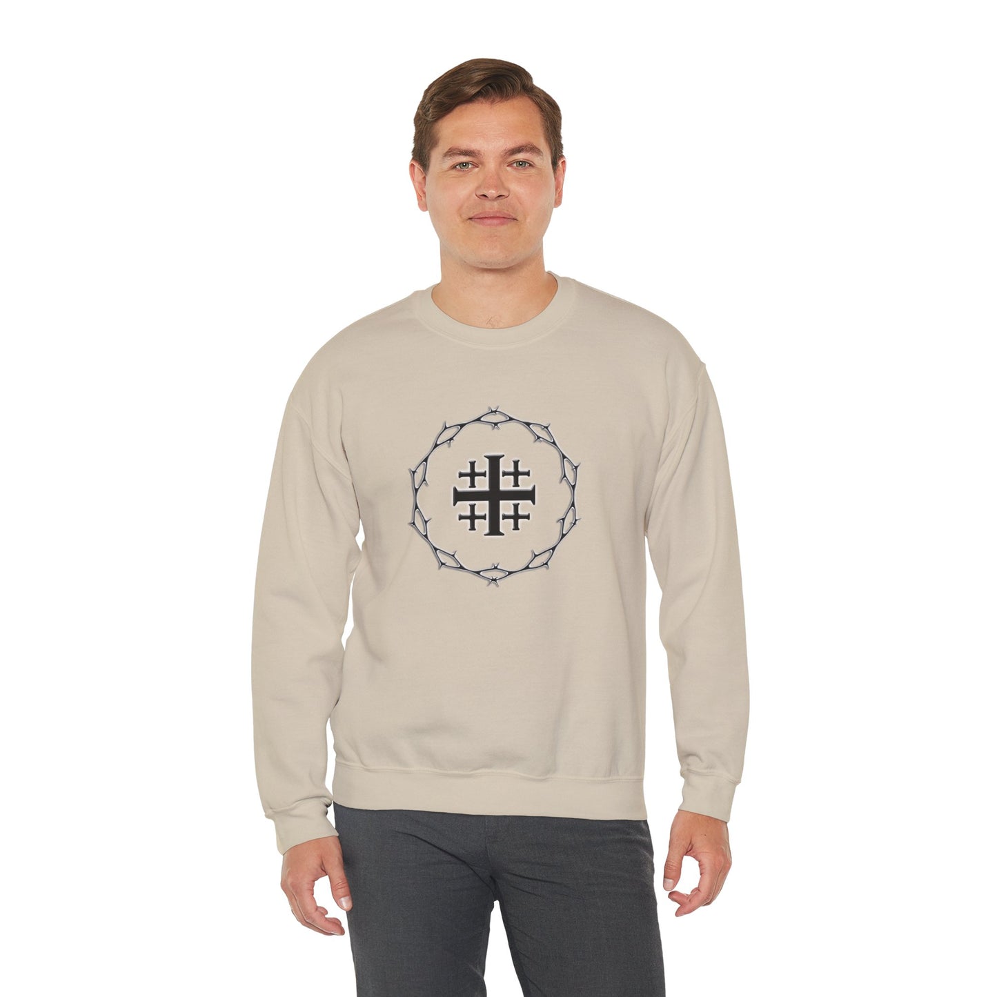 Circle of Thorns & Jerusalem Cross Unisex Heavy Blend™ Crewneck Sweatshirt