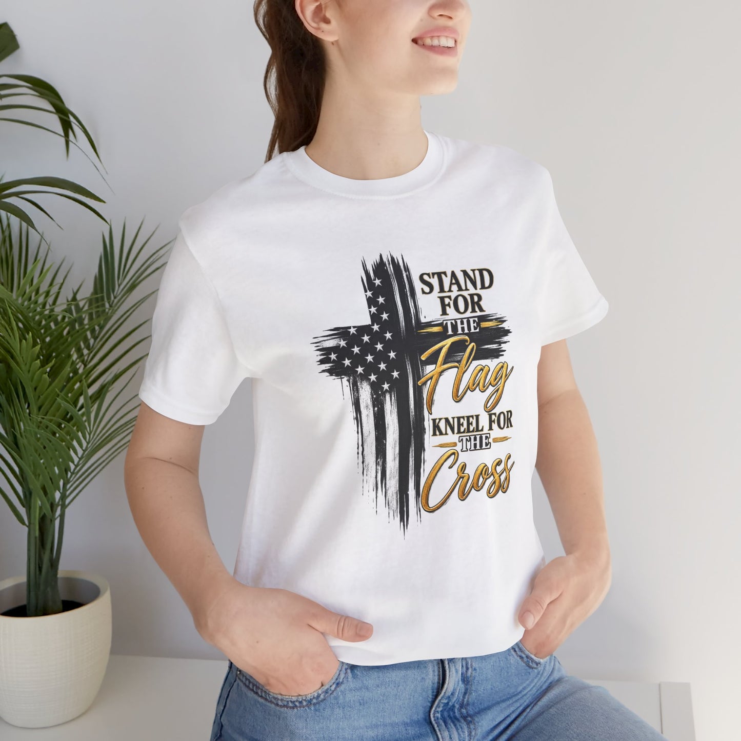 Stand for the Flag, Kneel for the Cross Christian T-shirt