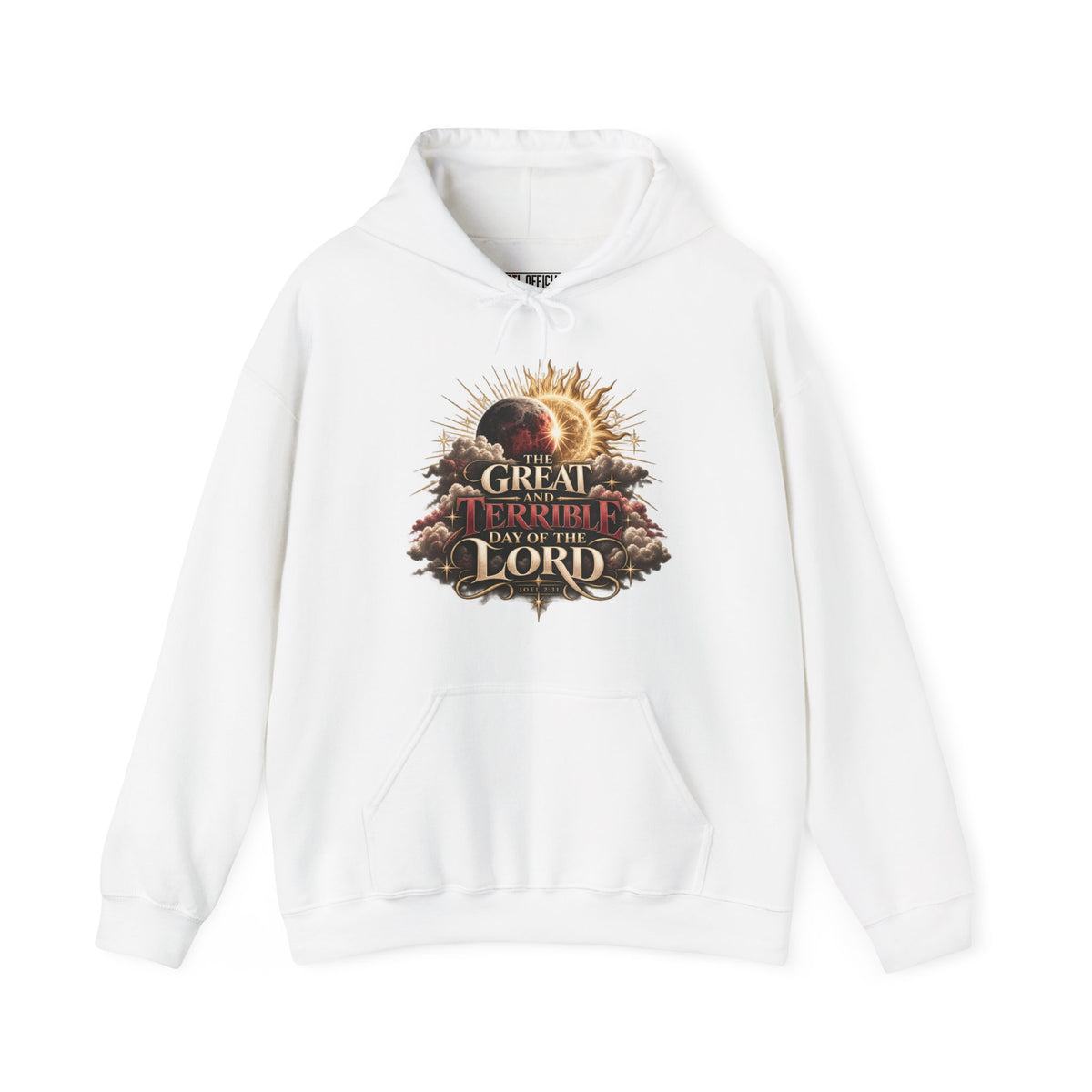Shop The Great and Terrible Day — Joel 2:31 Christian Hoodie. A Striking celestial imagery brings the prophecy of Joel 2:31 to life. 