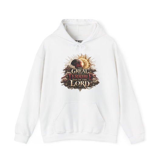 Shop The Great and Terrible Day — Joel 2:31 Christian Hoodie. A Striking celestial imagery brings the prophecy of Joel 2:31 to life. 