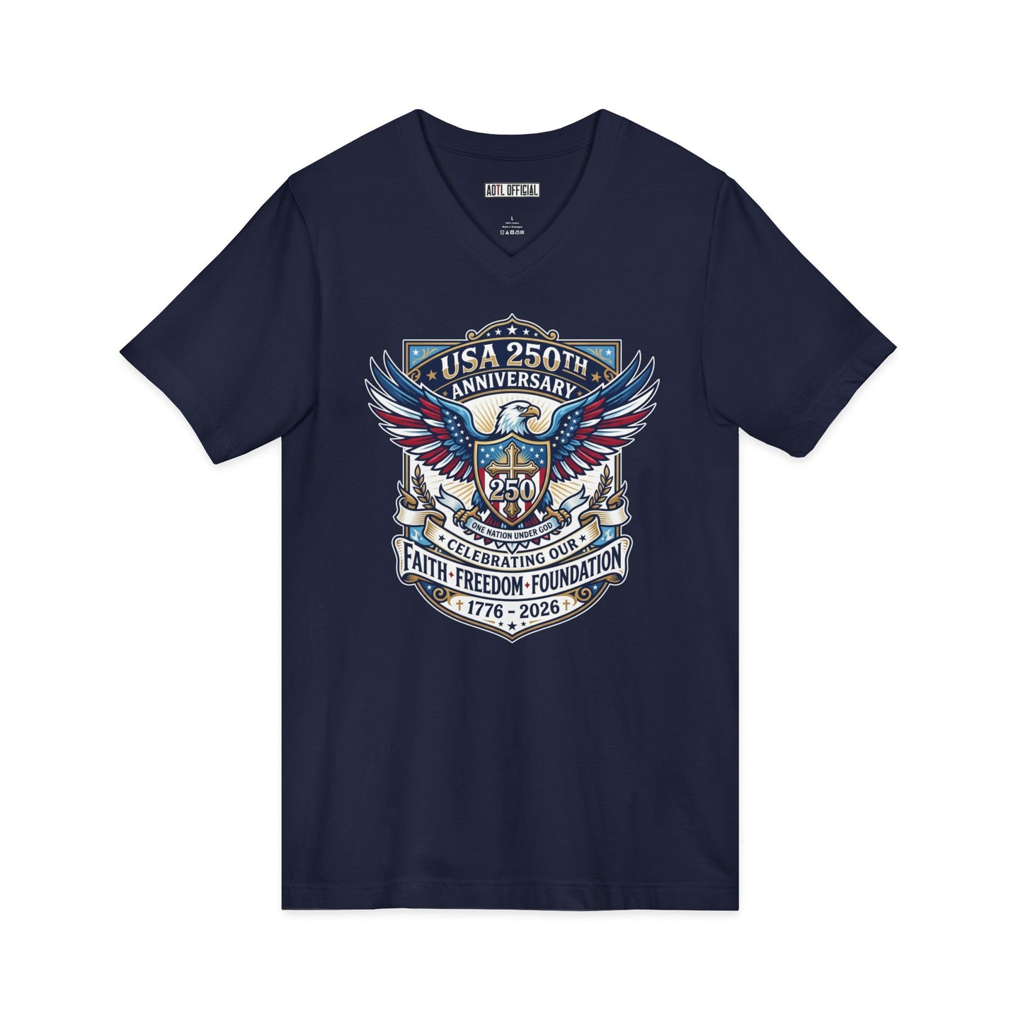 250 Years, One Nation under God  V-Neck Tee