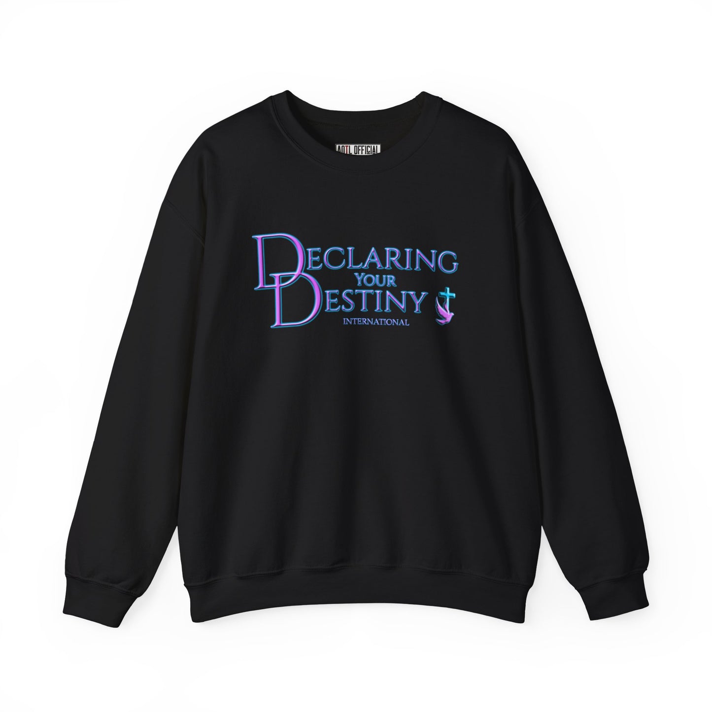 Declaring Your Destiny Purple -Teal logo/ Alpha & Omega Purple Lightning  Unisex Heavy Blend™ Crewneck Sweatshirt