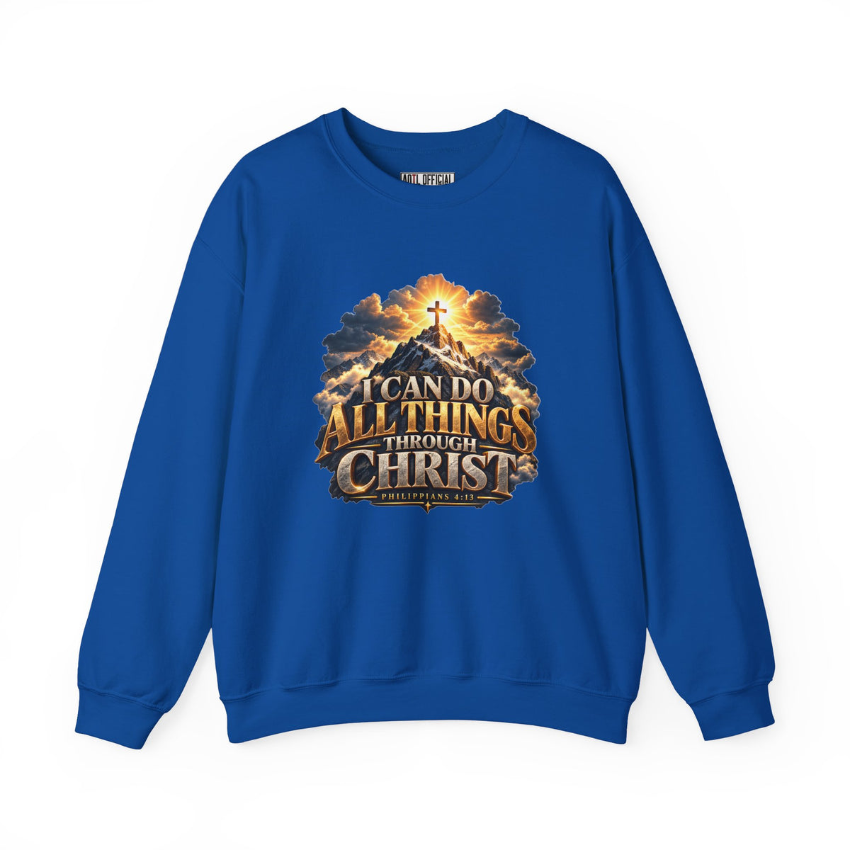 I Can Do All Things Through Christ – Philippians 4:13 Mountain Cross Design Christian  Sweatshirt