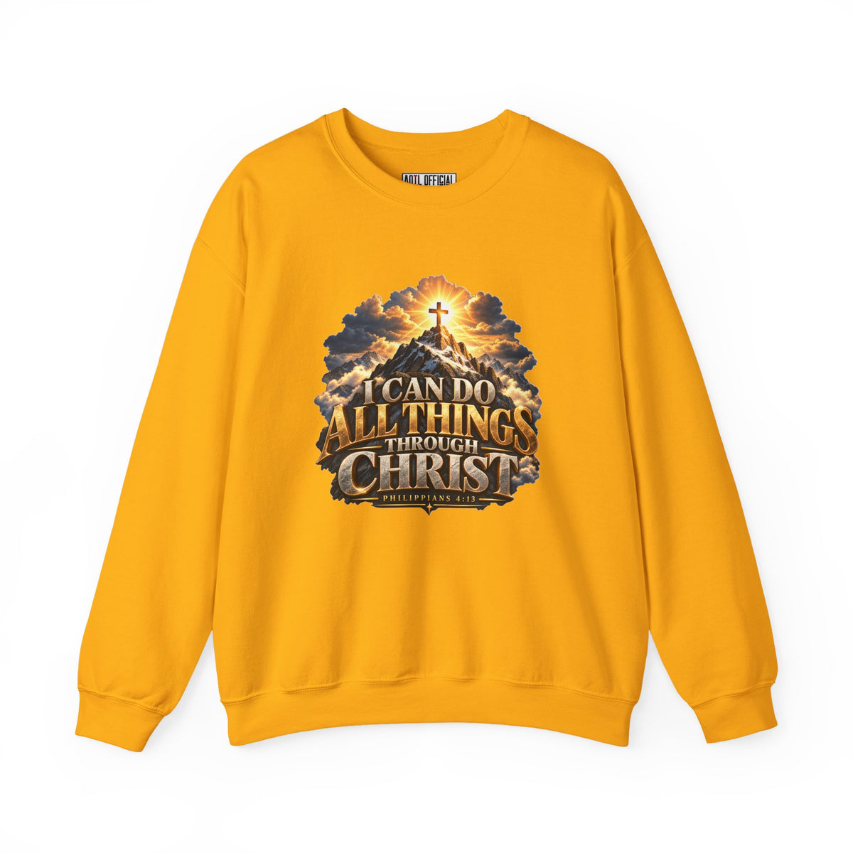 I Can Do All Things Through Christ – Philippians 4:13 Mountain Cross Design Christian  Sweatshirt