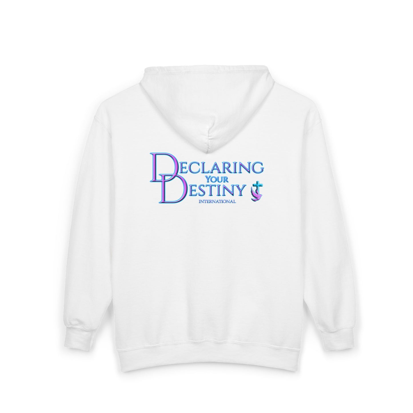 DYD  2 Sided Full-Zip Sweatshirt featuring the Purple/Teal Declaring Your Destiny logo