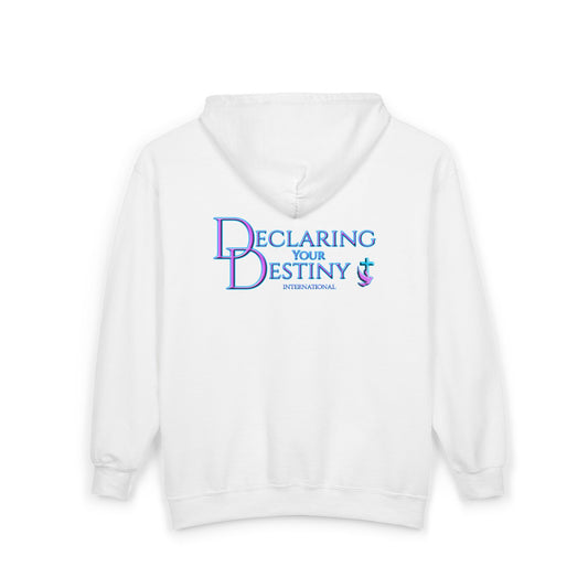 DYD  2 Sided Full-Zip Sweatshirt featuring the Purple/Teal Declaring Your Destiny logo