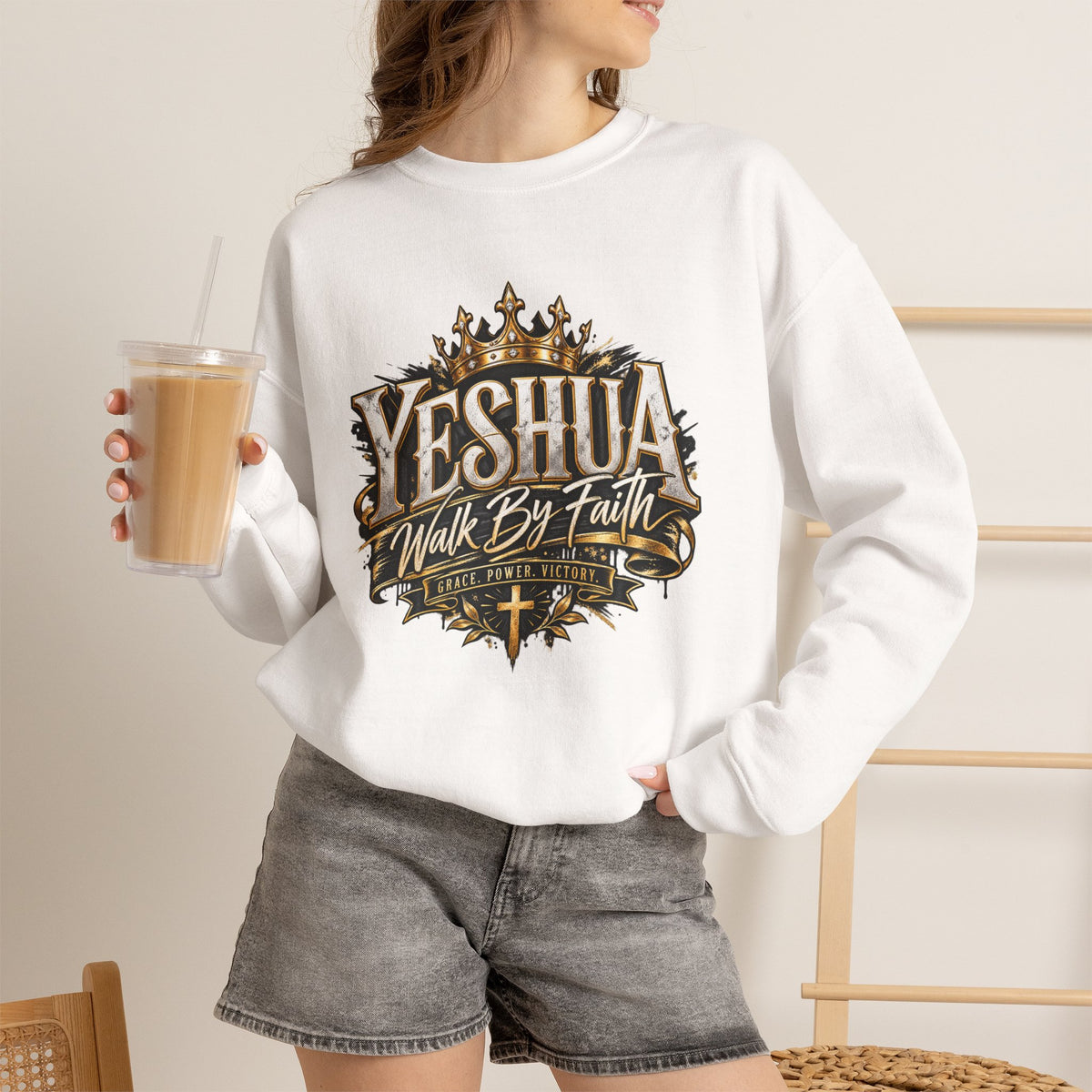 Yeshua – Walk By Faith Christian Sweatshirt