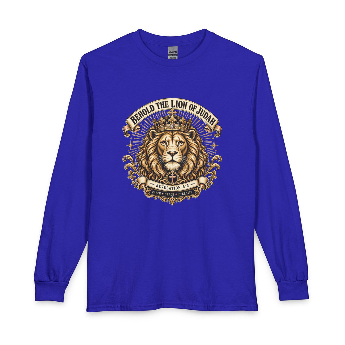 Behold the Lion of Judah — Revelation 5:5 Christian Long Sleeve Shirt