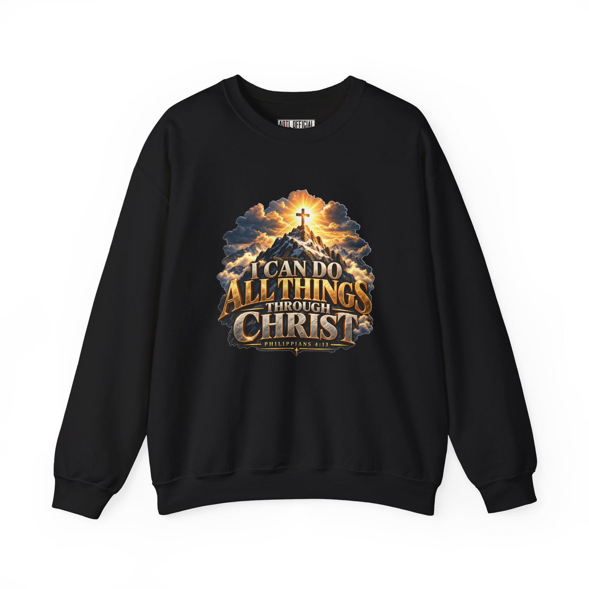 I Can Do All Things Through Christ – Philippians 4:13 Mountain Cross Design Christian  Sweatshirt