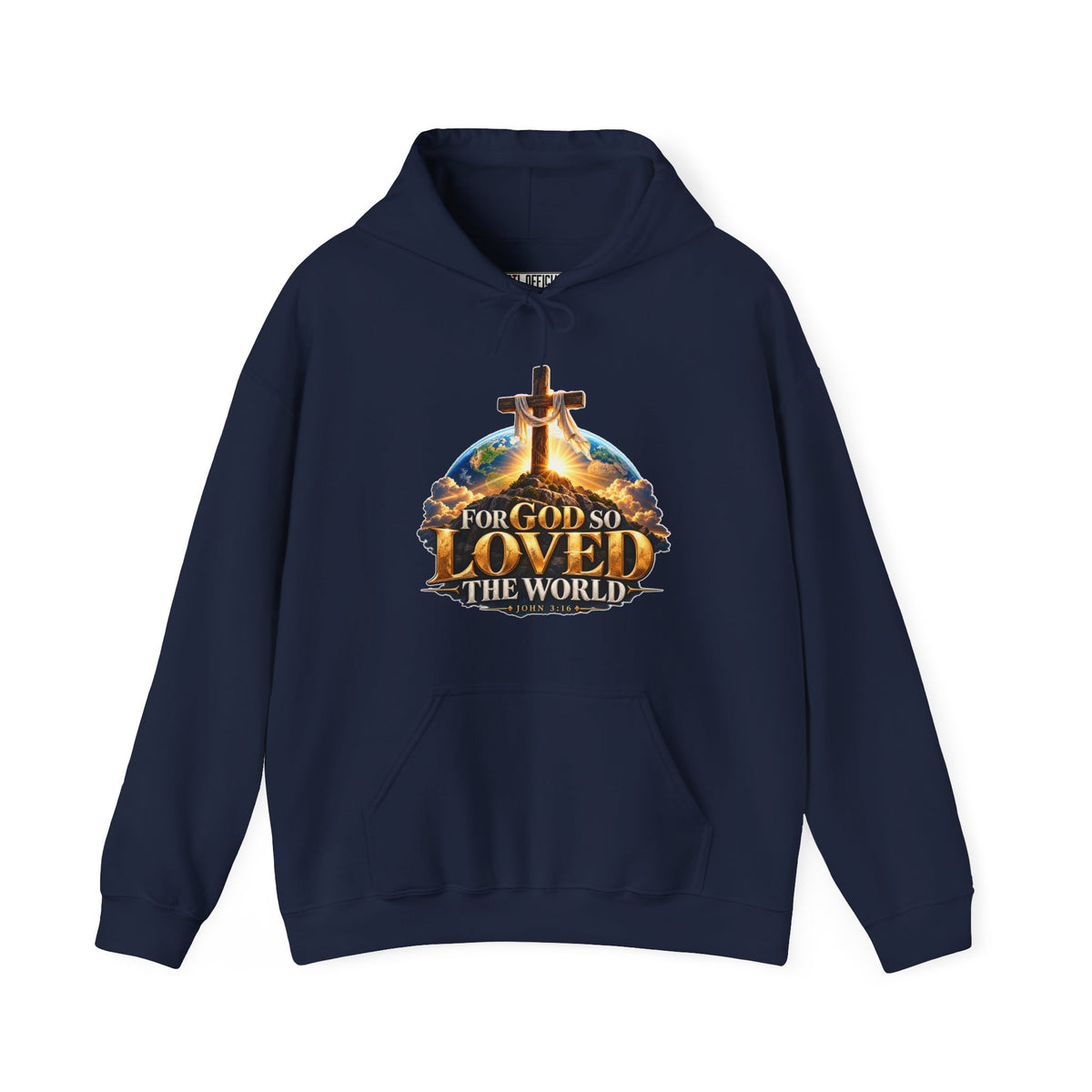 For God So Loved the World – John 3:16 Cross Design Christian Hoodie