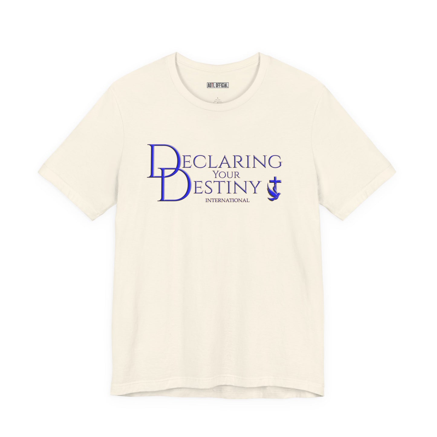 Declaring Your Destiny Blue & Gold logo/ Alpha & Omega Jesus Walking On Water t-shirt