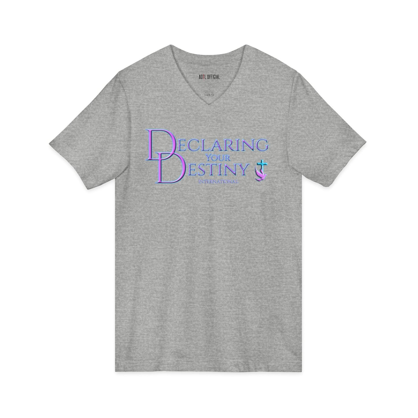 DYD logo in Lilac and Teal  V-Neck Tee