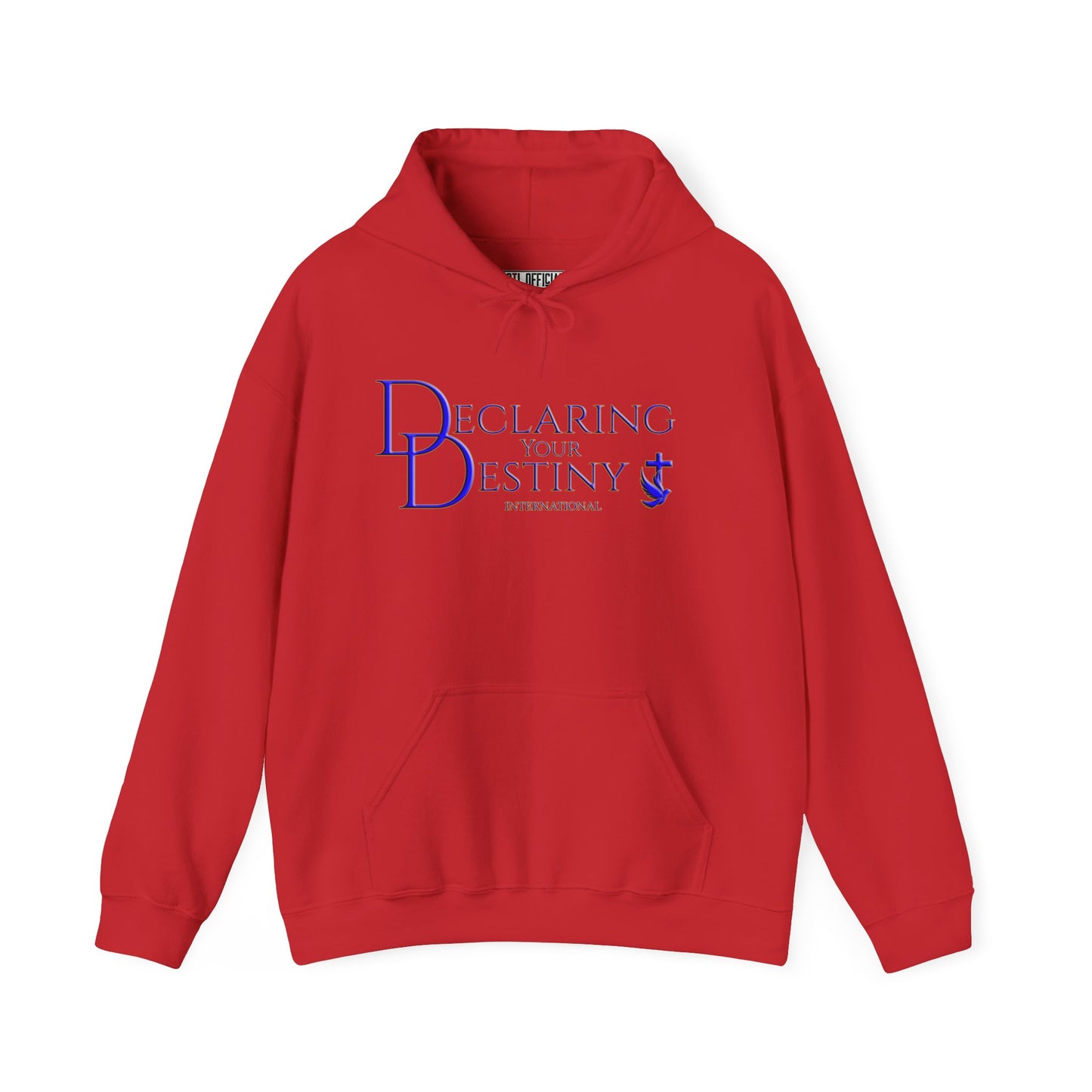 Declaring Your Destiny Blue & Gold logo/ Romans 8:31  Unisex Heavy Blend™ Hooded Sweatshirt