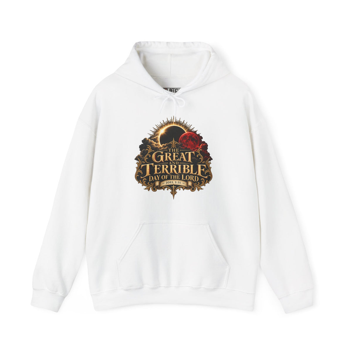Shop The Great and Terrible Day of the Lord — Joel 2:31 Christian Hoodie. A dramatic depiction inspired by Joel 2:31.