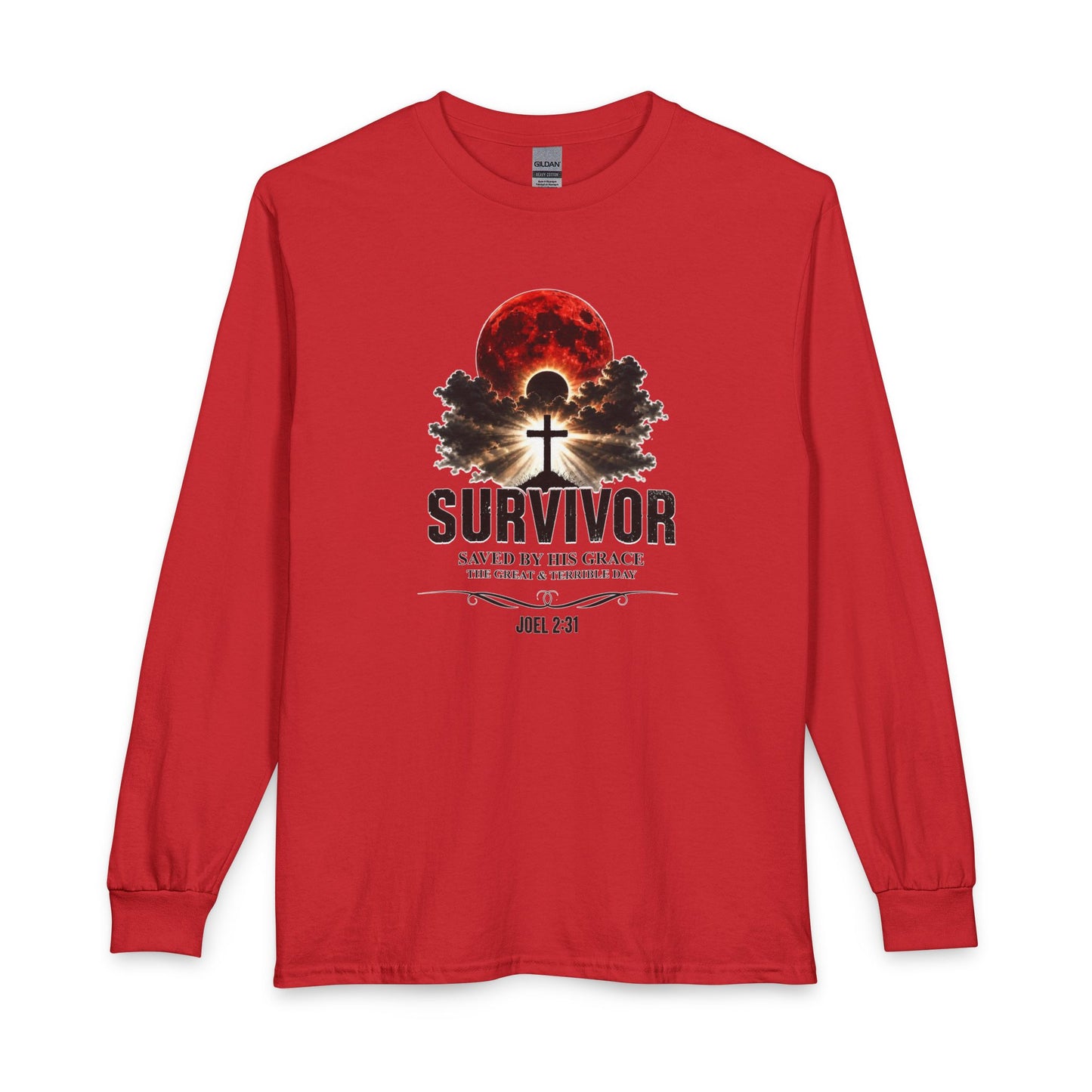 Survivor - Saved by His Grace (Joel 2:31) Christian Long Sleeve Shirt