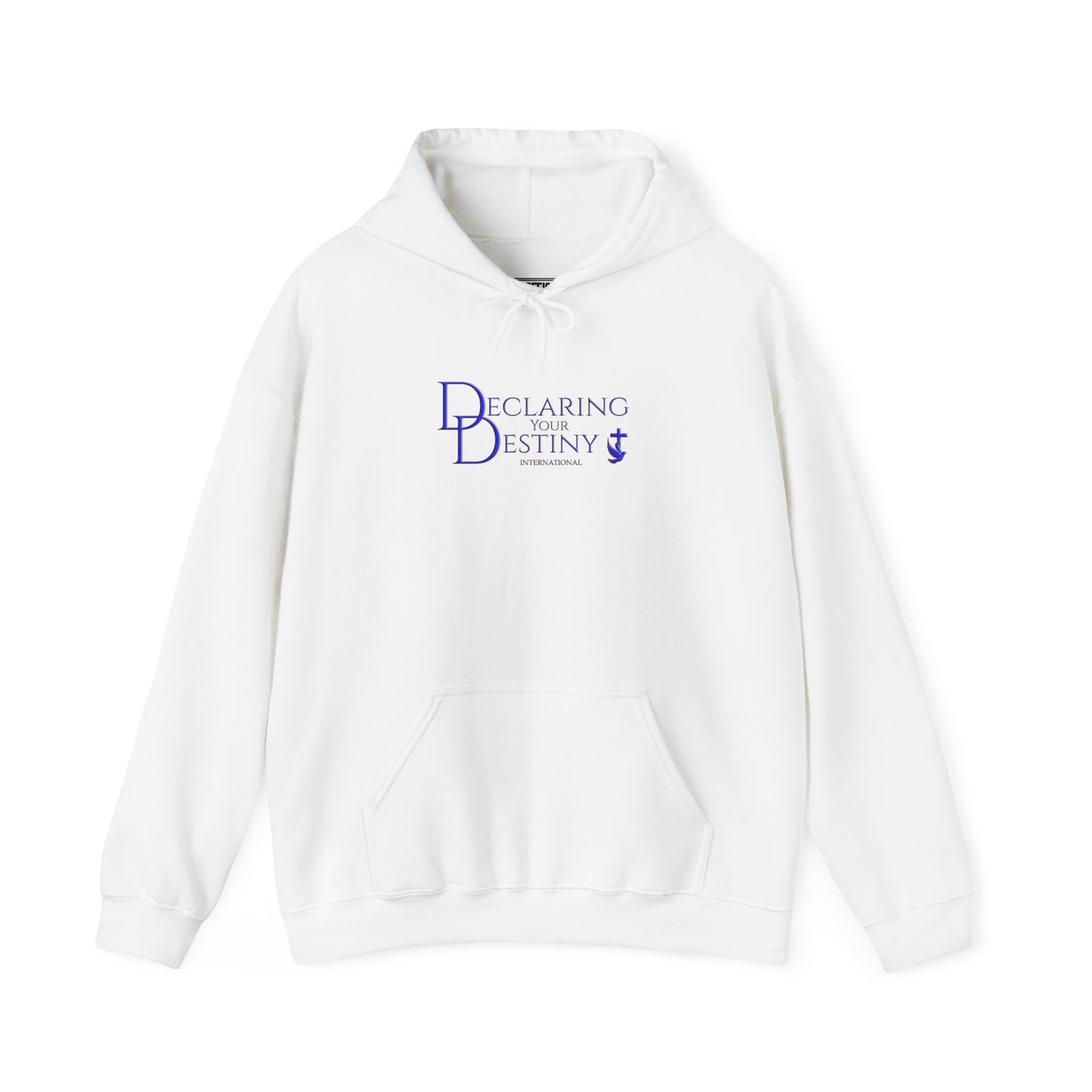 Declaring Your Destiny Blue & Gold logo/ Alpha & Omega Jesu Walking On Water Unisex Heavy Blend™ Hooded Sweatshirt