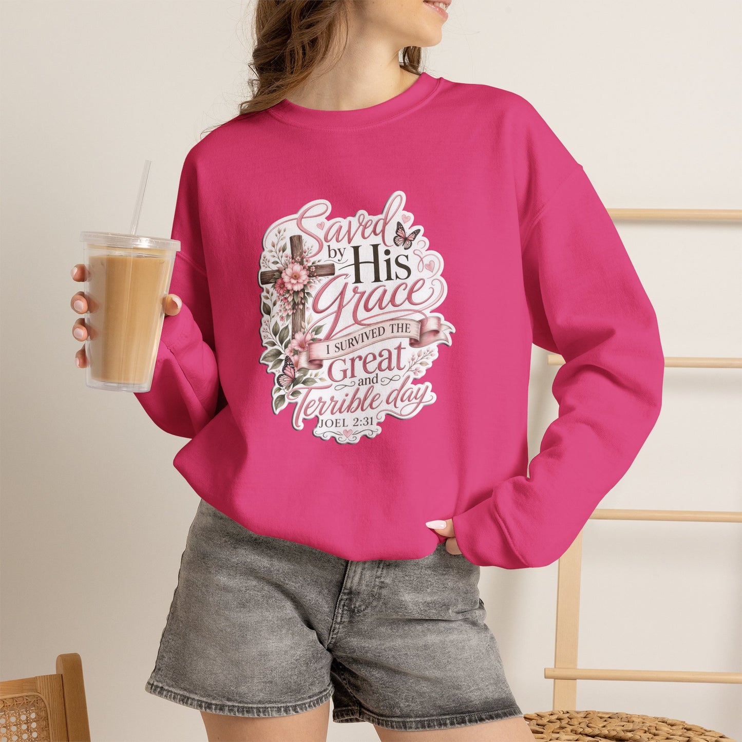 Grace in Bloom – I Survived the Great and Terrible Day (Joel 2:31) Christian Sweatshirt