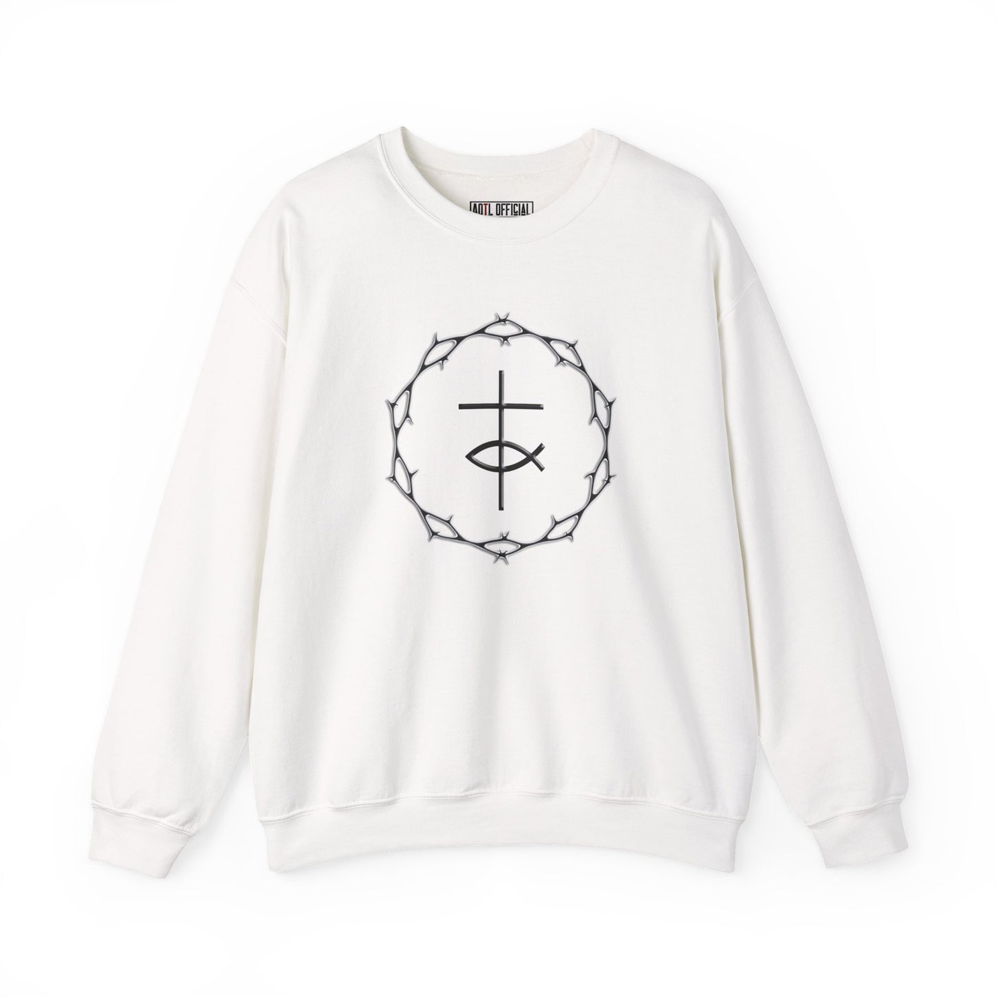 Circle of Thorns, Cross & Fish Unisex Heavy Blend™ Crewneck Sweatshirt