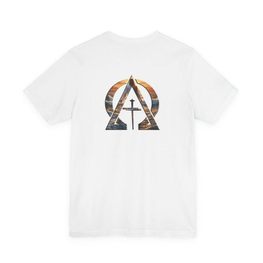 Declaring Your Destiny Blue & Gold logo/ Alpha & Omega Jesus Walking On Water t-shirt