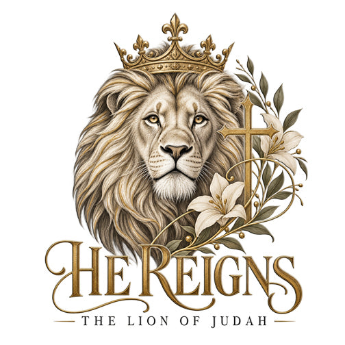 Lion of Judah — He Reigns Christian Long Sleeve Shirt