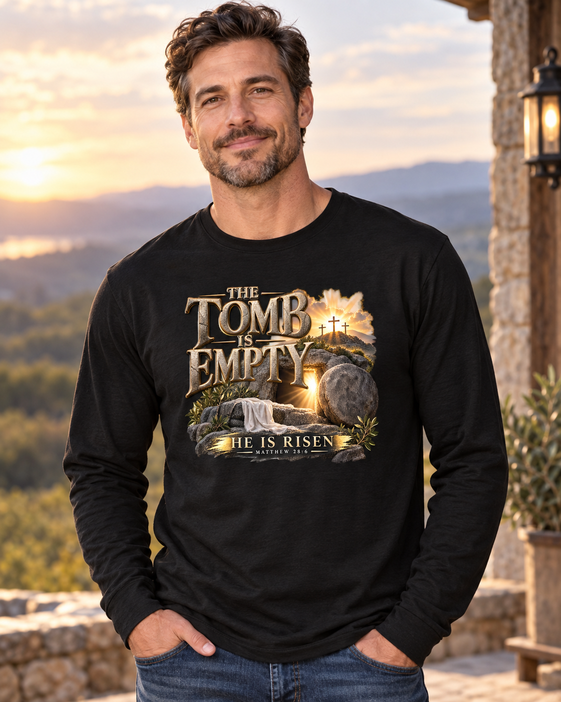 The Tomb Is Empty — Matthew 28:6 Christian Long Sleeve Shirt
