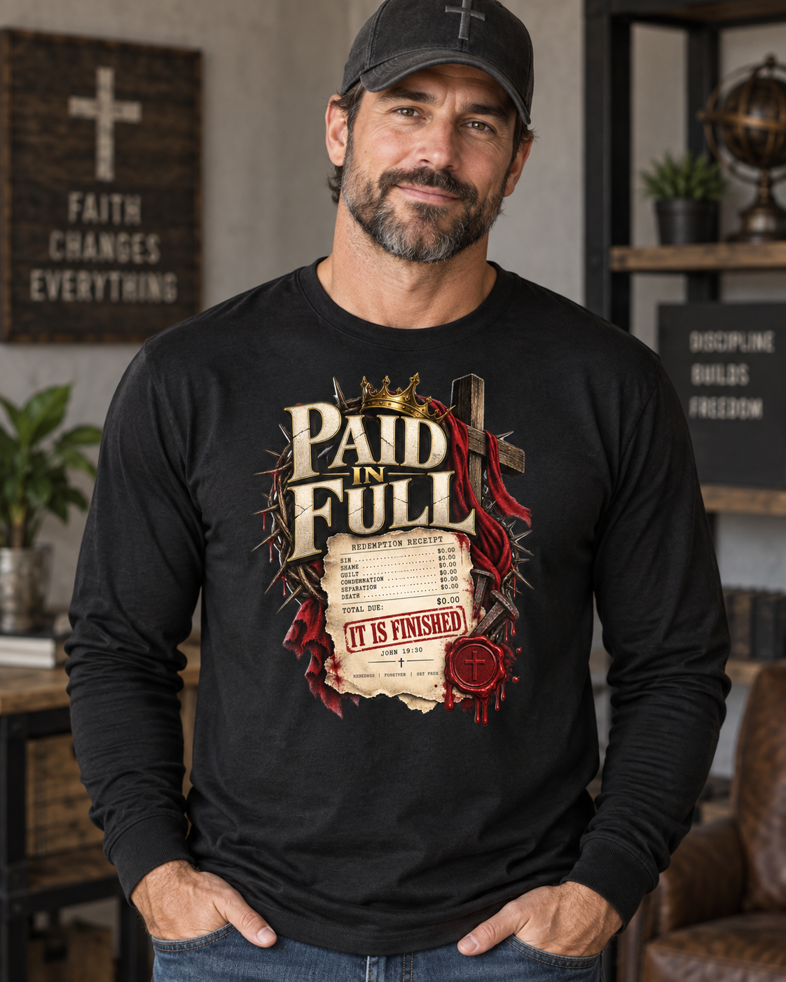 Paid in Full — John 19:30 Christian Long Sleeve Shirt