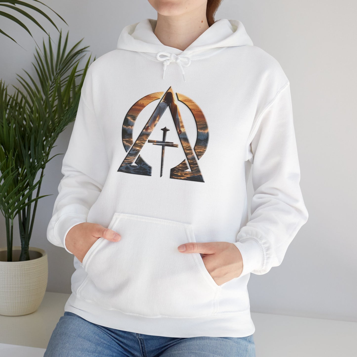 Alpha & Omega Divine Walking on Water Unisex Heavy Blend™ Hooded Sweatshirt