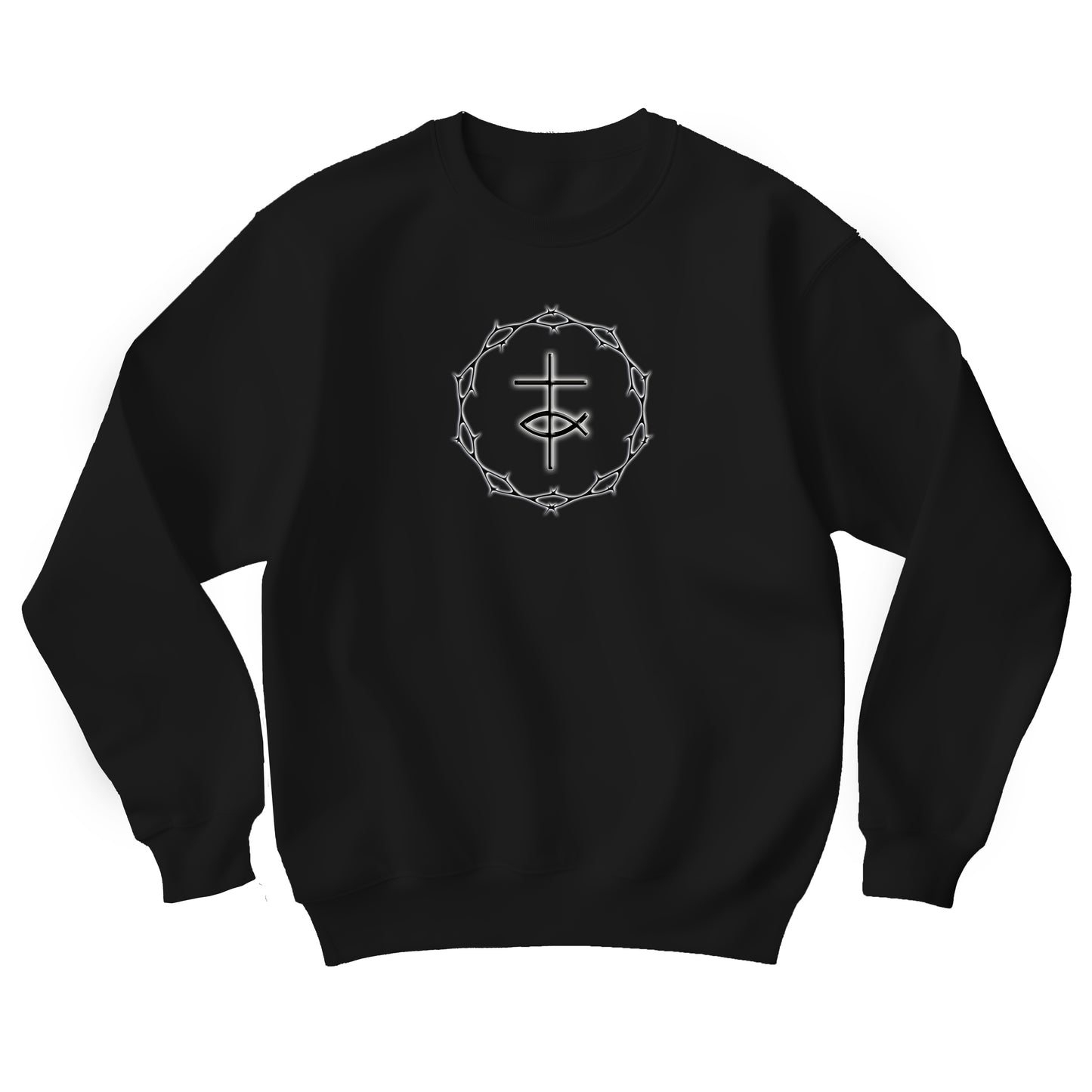 Circle of Thorns, Cross & Fish Unisex Heavy Blend™ Crewneck Sweatshirt