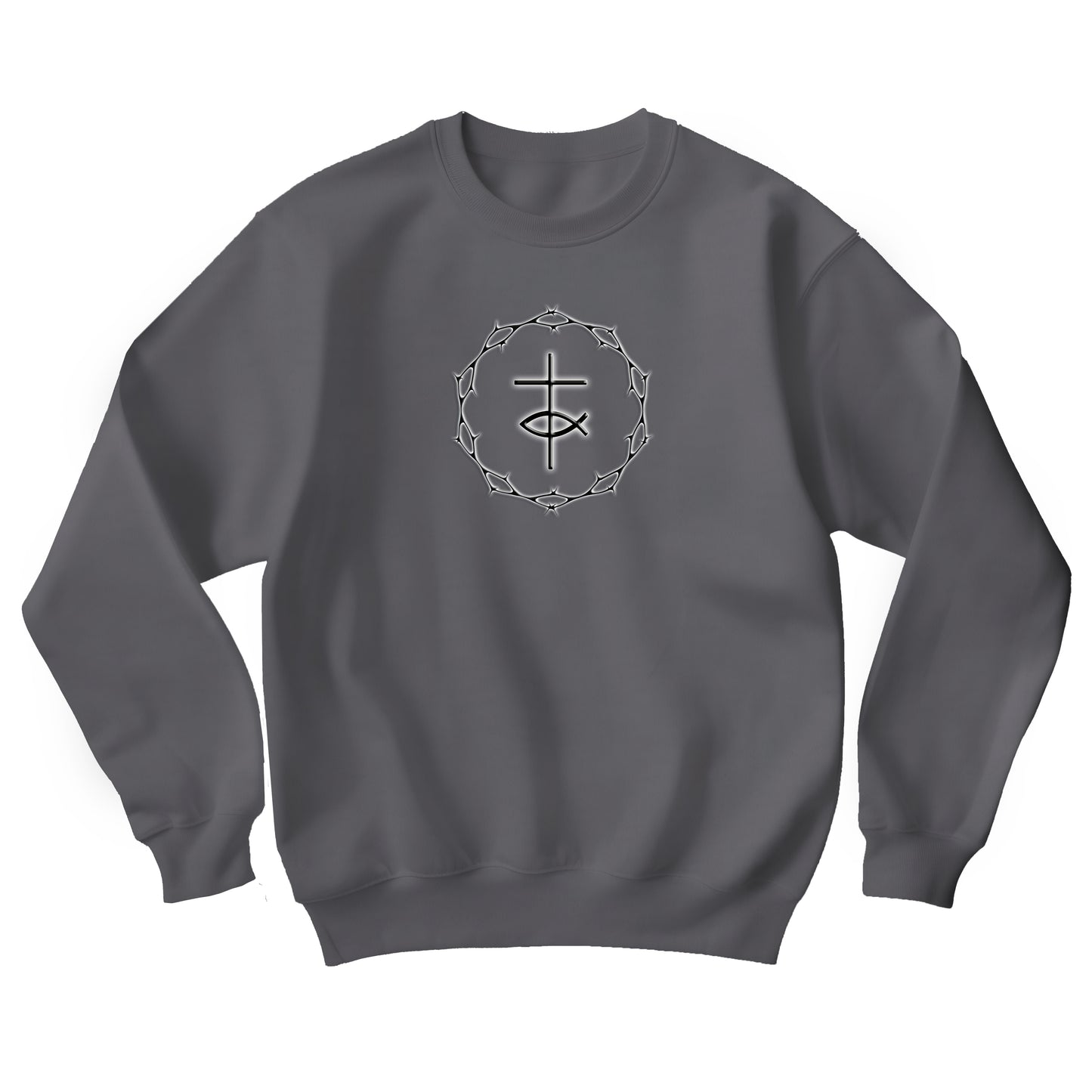 Circle of Thorns, Cross & Fish Unisex Heavy Blend™ Crewneck Sweatshirt