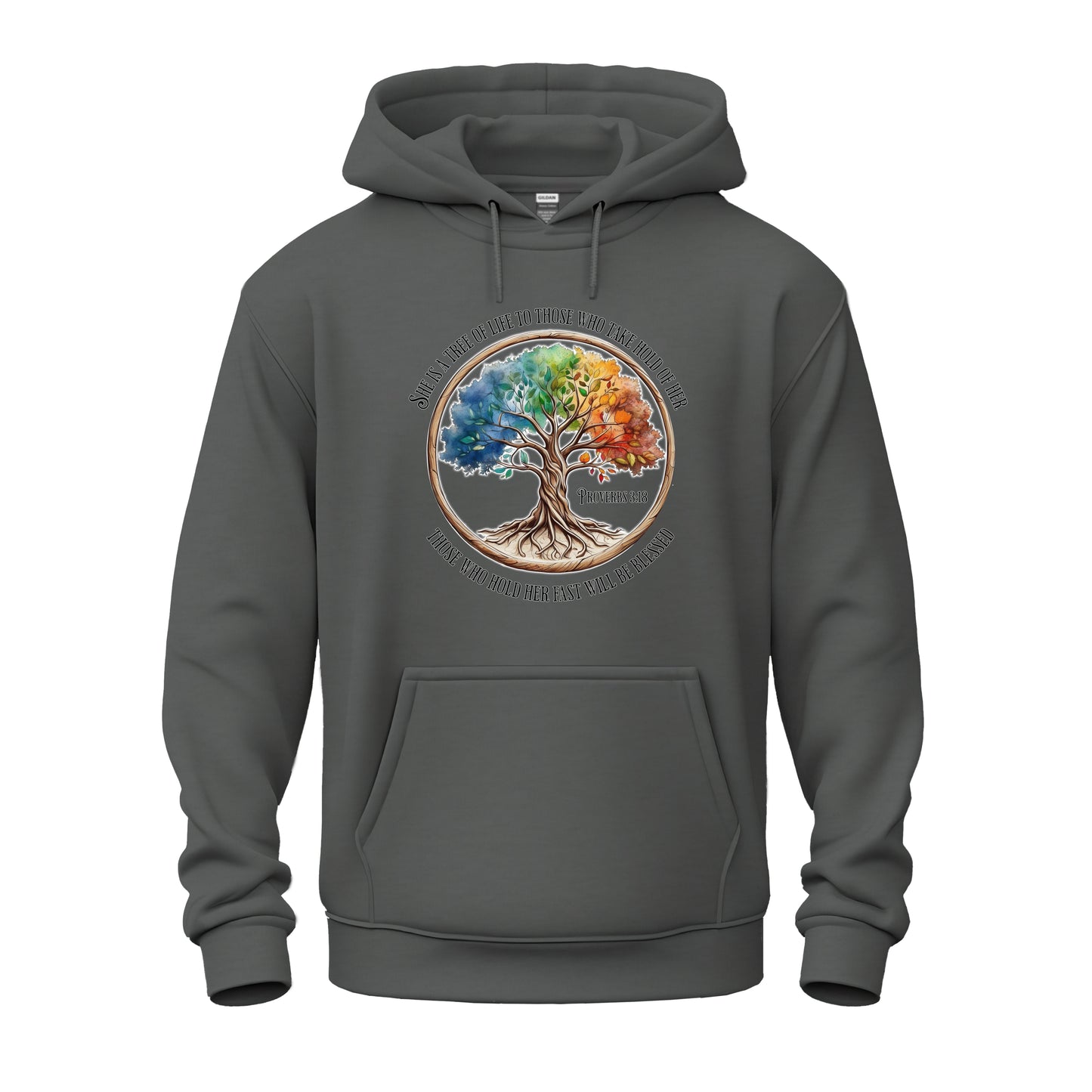Colorful Tree of Life Proverbs 3:18 Unisex Heavy Blend™ Hooded Sweatshirt