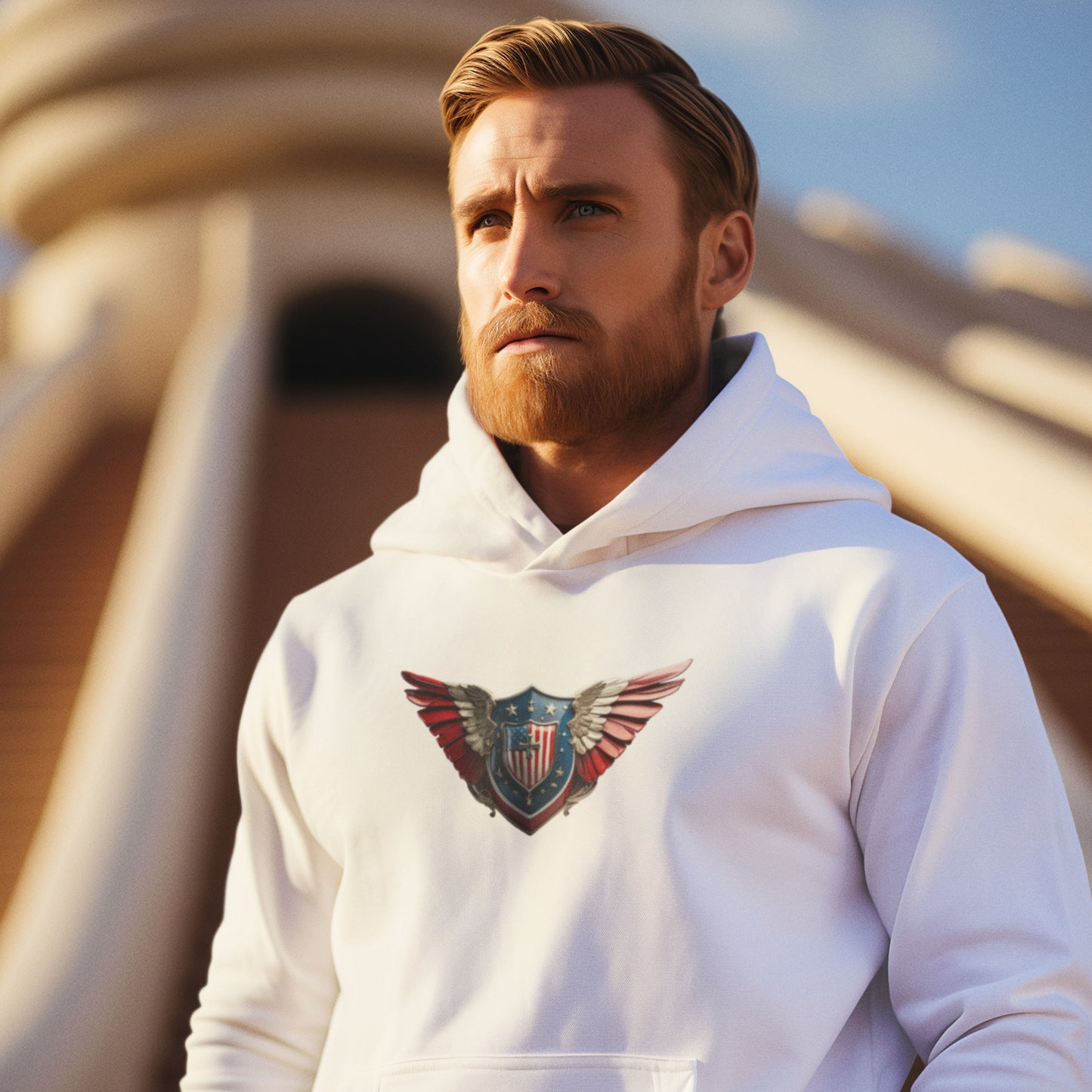 3D Winged Shield Unisex Heavy Blend™ Hooded Sweatshirt