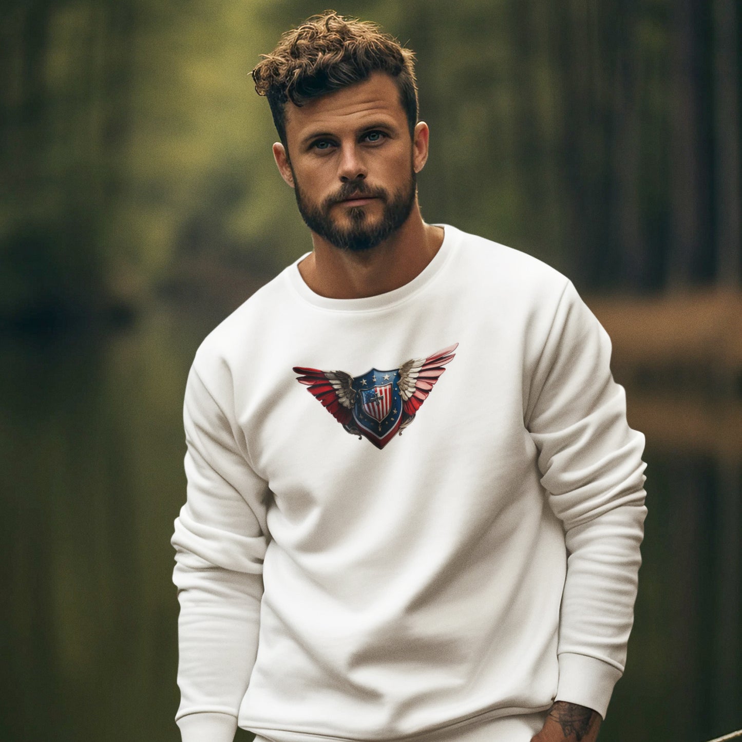 3D Winged Shield Unisex Heavy Blend™ Crewneck Sweatshirt