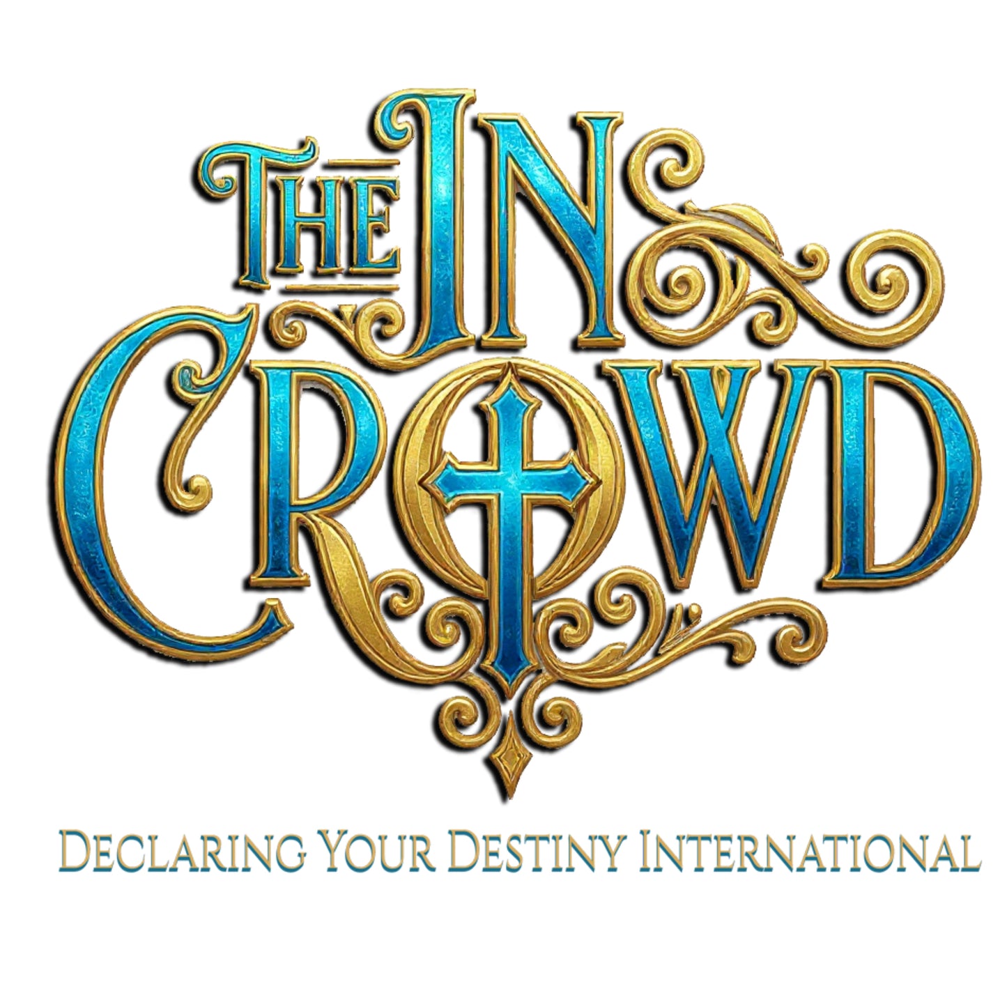 Ornate Blue and Gold The In Crowd DYD  V-Neck Tee