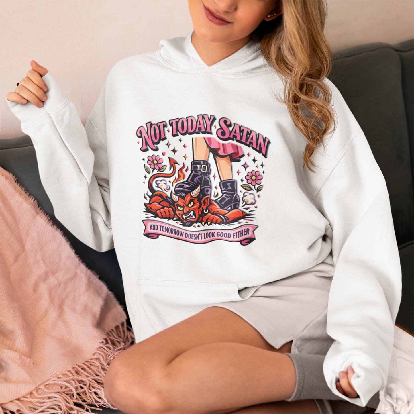 Strong & Empowered Not Today Satan Unisex Heavy Blend™ Hooded Sweatshirt