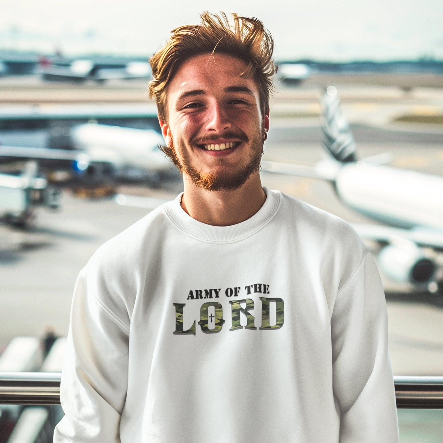 Green Camo Army of the Lord Unisex Heavy Blend™ Crewneck Sweatshirt
