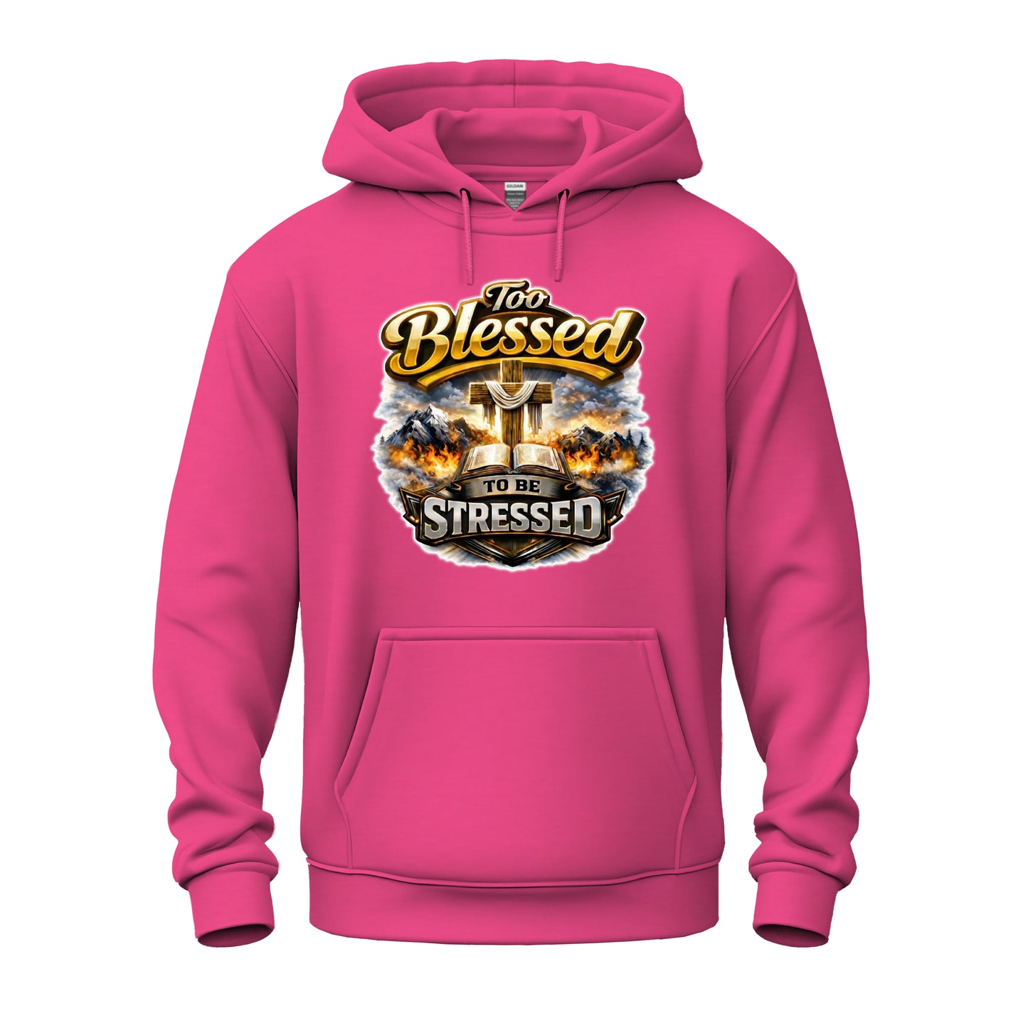 Too Blessed To Be Stressed  Christian Unisex Heavy Blend™ Hooded Sweatshirt