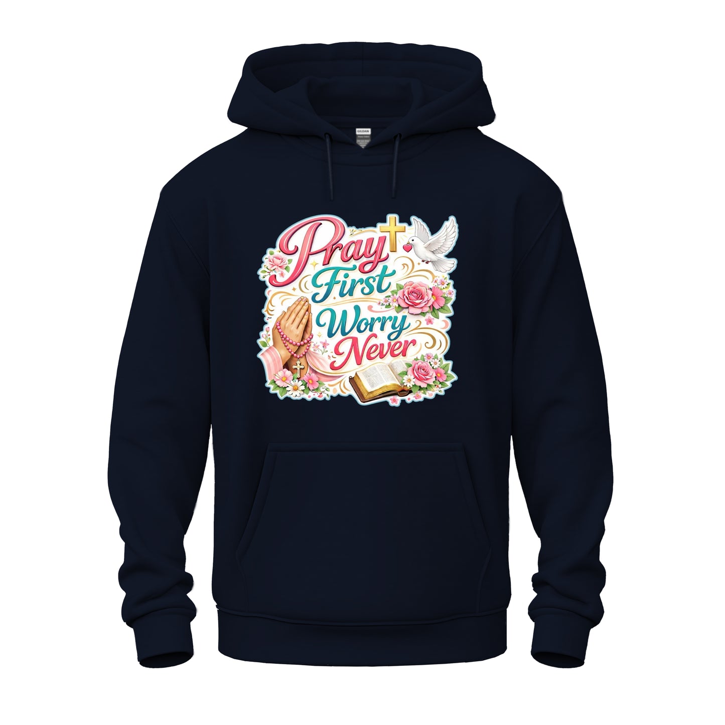 Pray First, Worry Never Unisex Heavy Blend™ Hooded Sweatshirt