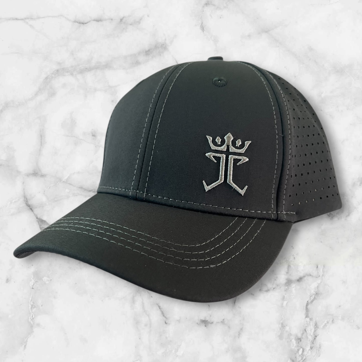 Jesus Christ is King Premium Embroidered Cap Black with Grey stitching