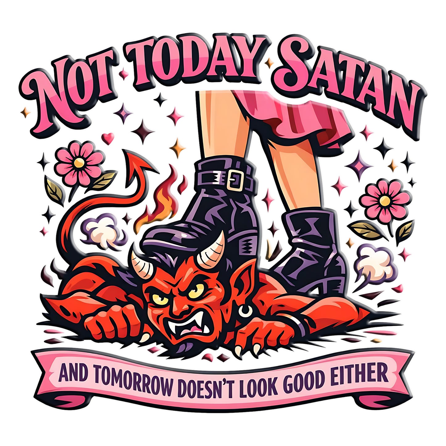 Strong & Empowered Not Today Satan V-Neck Tee