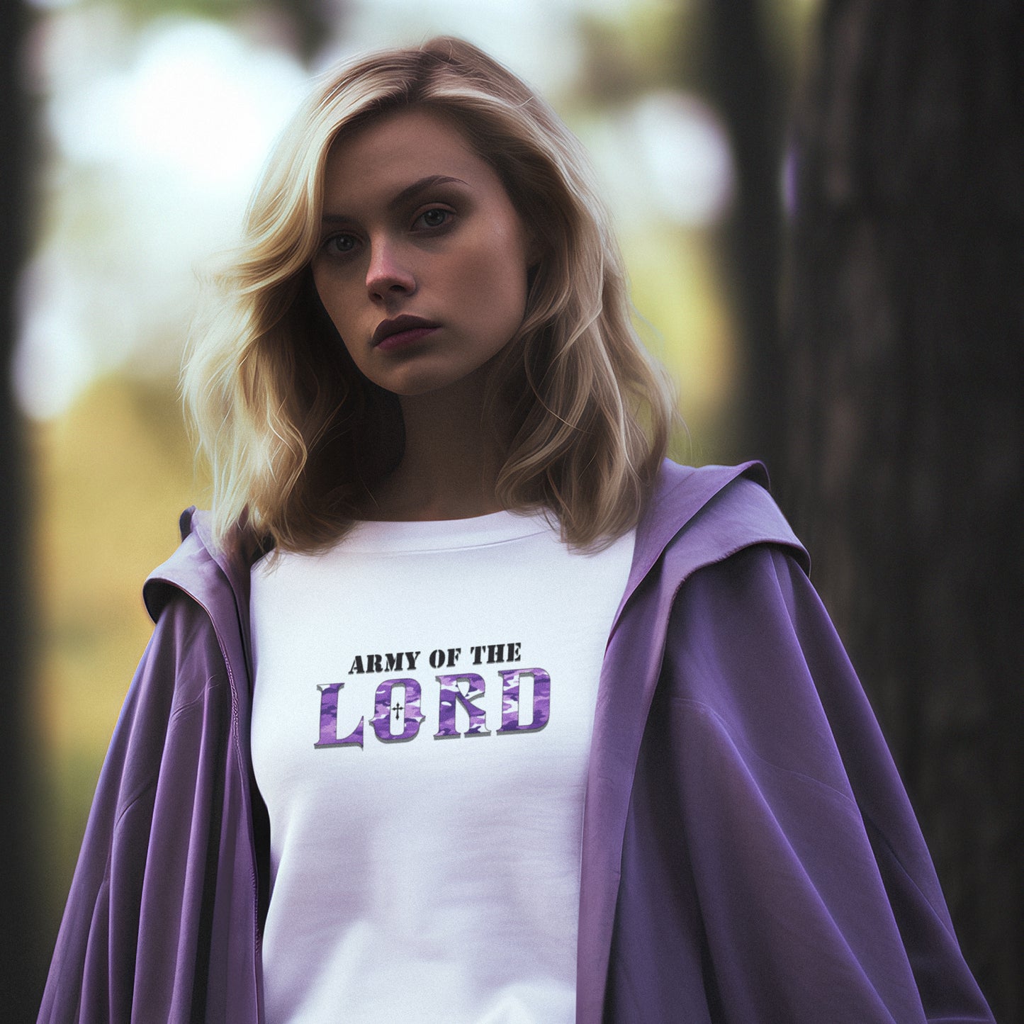 Purple Camo Army of the Lord Unisex Heavy Blend™ Crewneck Sweatshirt